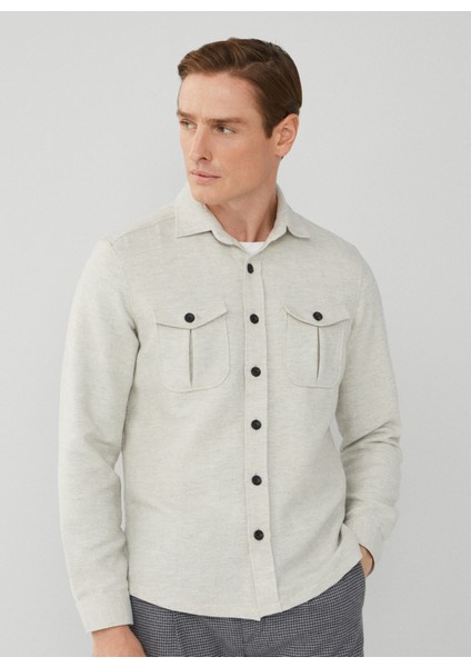 Gri Erkek Slim Fit Gömlek Ceket HM309759