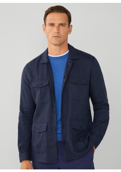 Lacivert Erkek Slim Fit Gömlek Ceket HM309834