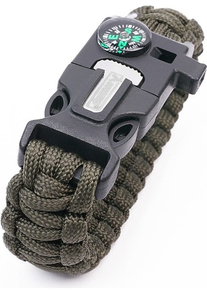 Çok Fonksiyonlu Paracord Haki Bileklik