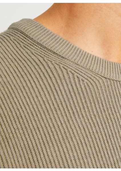 Dik Yaka Fitted Kahve Erkek Kazak 12257771_JJEPERFECT Knıt Crew Neck