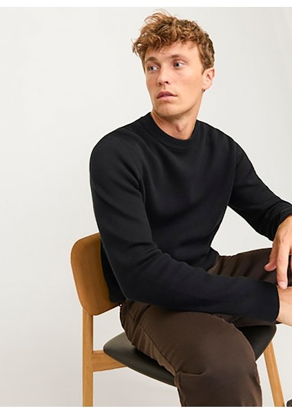 Bisiklet Yaka Relaxed Siyah Erkek Kazak 12259666_JPRBLAMILANO Stıtch Knıt C fiyatları