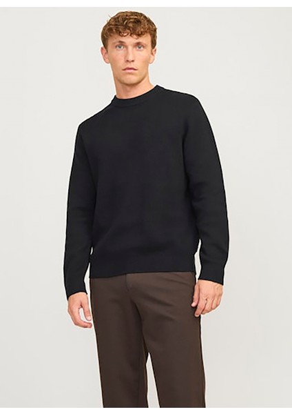 Bisiklet Yaka Relaxed Siyah Erkek Kazak 12259666_JPRBLAMILANO Stıtch Knıt C modelleri