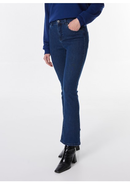 Normal Bel Düz Paça Flare Mavi Kadın Denim Pantolon Georgıa Skınny Flared modelleri