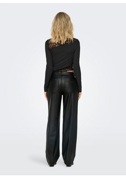 Yüksek Bel Rahat Siyah Kadın Pantolon Onlkırı Hw Str Faux Leather Pnt modelleri