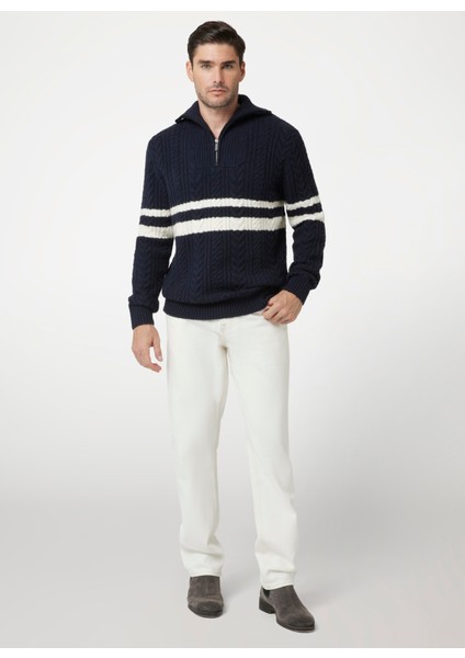 Lacivert Erkek Kazak M4BR12Z3HA2G7V2 Elrıc Half Zıp Tn S