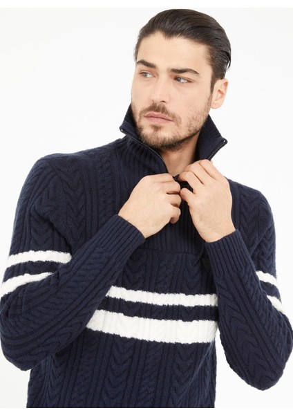 Lacivert Erkek Kazak M4BR12Z3HA2G7V2 Elrıc Half Zıp Tn S fırsatları