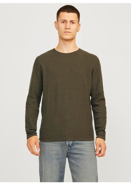 Bisiklet Yaka Regular Fit Haki Erkek Kazak 12258407_JJECOOPER Knıt Crew Neck N