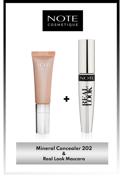 Mineral Concealer 202 SPF 15 Göz Altı Kapatıcısı & Real Look Maskara Makyaj Seti