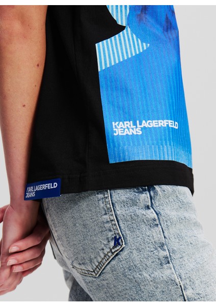 Yuvarlak Yaka Baskılı Siyah Kadın T-Shirt 246J1707 modelleri