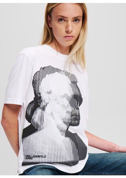 Yuvarlak Yaka Baskılı Beyaz Kadın T-Shirt 246J1707 fiyatları