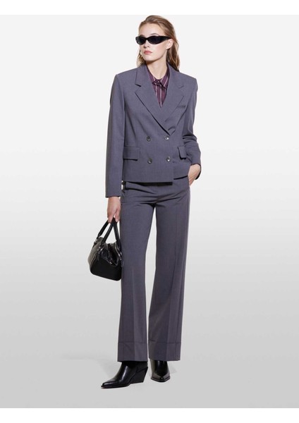 Normal Bel Normal Koyu Gri Kadın Pantolon 4JYQLF061