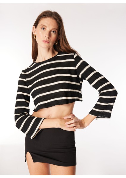 Krem - Siyah Kazak Kadın SPBF4WL-KZK5053