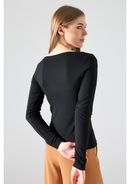 Jerdev Kadın Siyah Soft Touch Kayık Yaka Uzun Kollu Thermal (Termal) Bluz & Top fırsatları