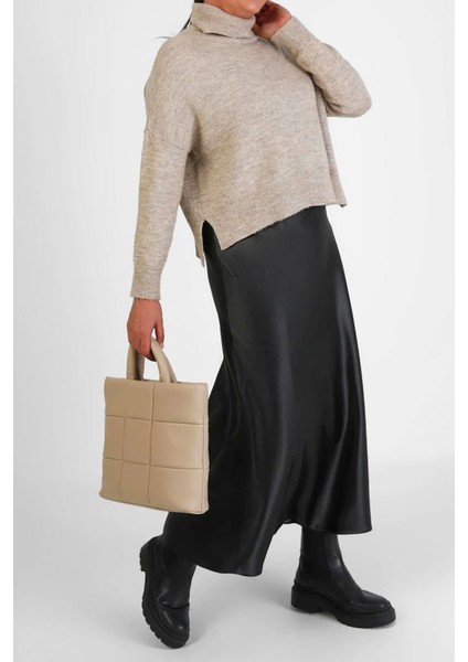 Büyük Beden Lastikli Fermuarlı Saten Kloş Uzun Etek modelleri