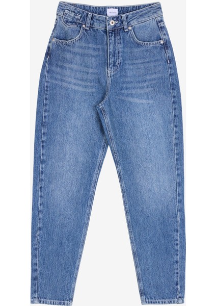 Yüksek Bel Normal Paça Mom Fit Açık Mavi Kadın Denim Pantolon Charlotte Tapered Mom