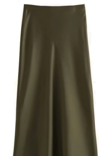 Büyük Beden Lastikli Fermuarlı Saten Kloş Uzun Etek modelleri