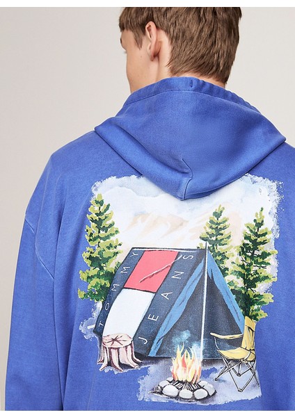 Kapüşon Yaka Mavi Erkek Sweatshırt DM0DM20500C8T Rlx Novelty Graphıc modelleri