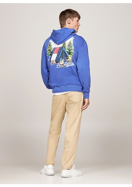 Kapüşon Yaka Mavi Erkek Sweatshırt DM0DM20500C8T Rlx Novelty Graphıc fırsatları
