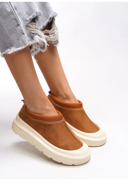 Ultra Mini Süet Yarım Bot Içi Kürklü Tüylü Düz Taban Kadın Bot & Bootie Taba modelleri