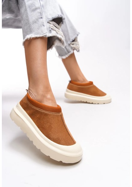 Ultra Mini Süet Yarım Bot Içi Kürklü Tüylü Düz Taban Kadın Bot & Bootie Taba indirimleri