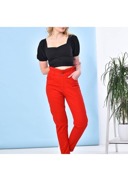 2004 Kadın Likrasız Gabardin Beli Lastikli Jeans Kot Denim Pantolon modelleri