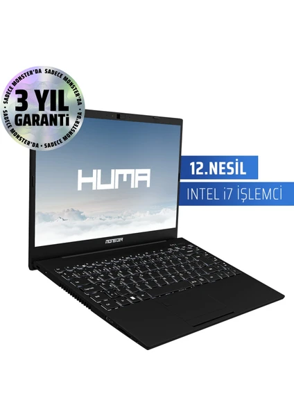 HUMA H4 V5.2.3 Black Intel Core i7 1255U 8 GB RAM 500 GB SSD FreeDOS 14,1'' FHD 60 Hz Taşınabilir Bilgisayar