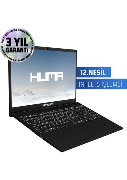 HUMA H5 V4.1.14 Black Intel Core i5 1235U 32 GB RAM 1 TB SSD Windows 11 Pro 15,6" FHD 120 Hz Taşınabilir Bilgisayar