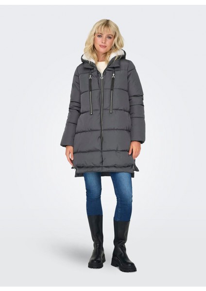 Antrasit Kadın Kaban Onlnewnora Long Puffer Coat Lıfe cc