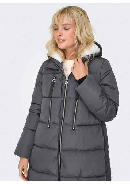 Antrasit Kadın Kaban Onlnewnora Long Puffer Coat Lıfe cc