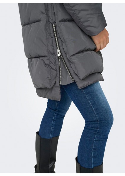 Antrasit Kadın Kaban Onlnewnora Long Puffer Coat Lıfe cc