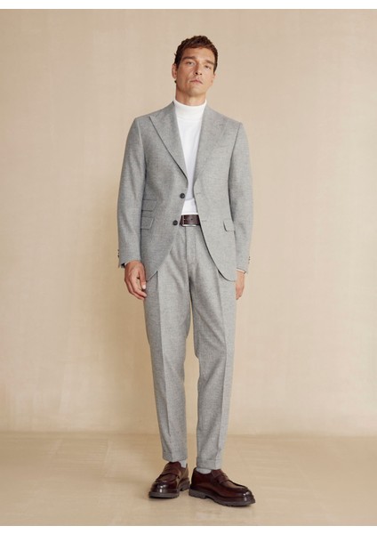 Normal Bel Duble Paça Standart Gri Erkek Pantolon BBFW24MPT008 fiyatları