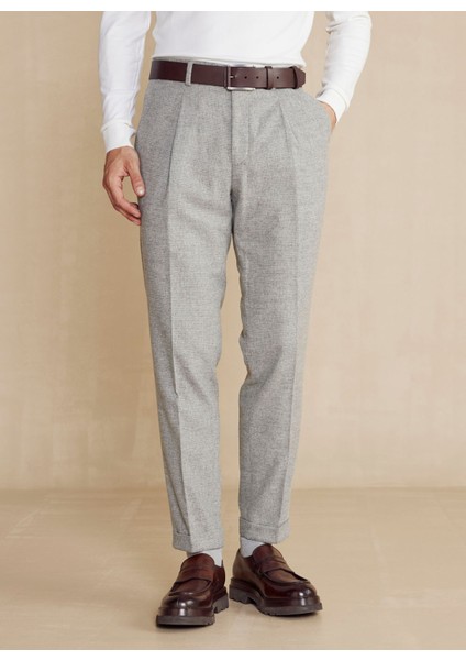 Normal Bel Duble Paça Standart Gri Erkek Pantolon BBFW24MPT008 modelleri