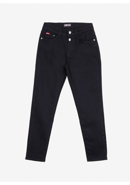 Normal Bel Normal Paça Crop Siyah Kadın Denim Pantolon 251 Lcf 121003 Funny Easter Black