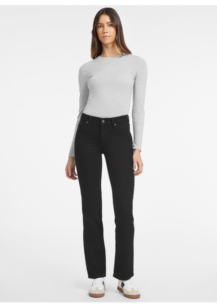 Normal Bel Normal Siyah Kadın Denim Pantolon Gj G08 Mıd Rıse Stra - Eco Recy Co