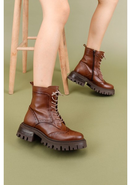 Taros Kadın Fermuarlı Taba Bot