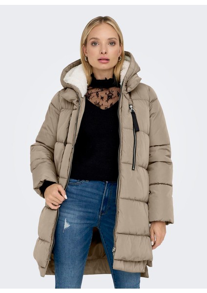 Açık Kahve Kadın Kaban Onlnewnora Long Puffer Coat Lıfe cc