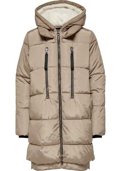 Açık Kahve Kadın Kaban Onlnewnora Long Puffer Coat Lıfe cc modelleri