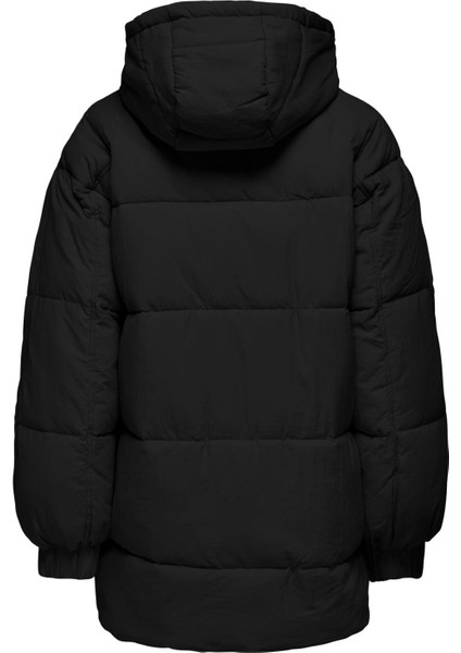 Siyah Kadın Kaban Onlfıe Oversızed Puffer Coat Otw