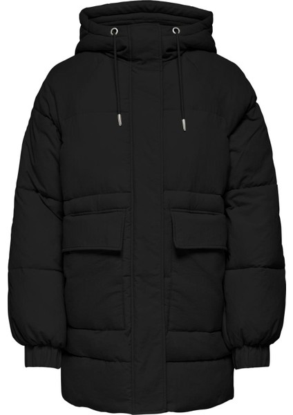 Siyah Kadın Kaban Onlfıe Oversızed Puffer Coat Otw