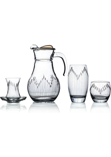 Pudgy 49 Parça 12 Kişilik Kesme Bardak Çeyiz Seti Vega Desenli