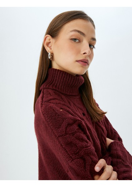 Balıkçı Yaka Yıpratılmış Saç Örgü Dokulu Triko Kazak fiyatları