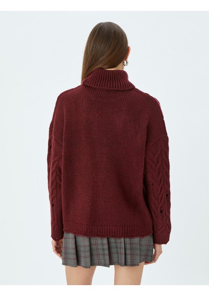 Balıkçı Yaka Yıpratılmış Saç Örgü Dokulu Triko Kazak fırsatları