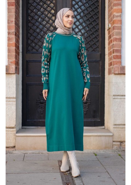 Kadın Merserize Figürlü Triko Elbise -PMK348 modelleri