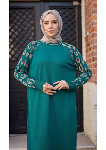 Kadın Merserize Figürlü Triko Elbise -PMK348 indirimleri