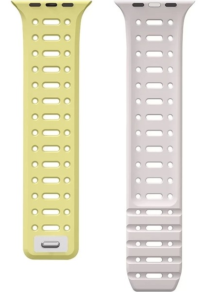 Apple Watch 10 46MM Çift Renk Moda Delikli Silikon Kordon Strap Kayış KRD-124 fiyatları