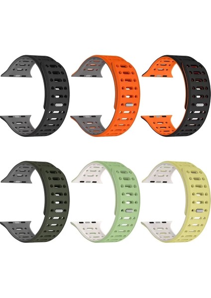 Apple Watch 10 46MM Çift Renk Moda Delikli Silikon Kordon Strap Kayış KRD-124 fırsatları