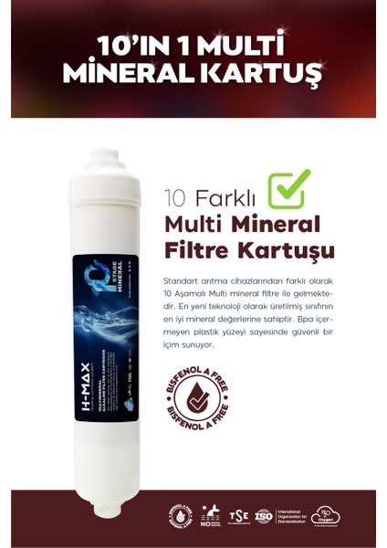 8 Litre 15 Aşama Mineralli 75 Gpd Su Arıtma Cihazı HMAXS3512