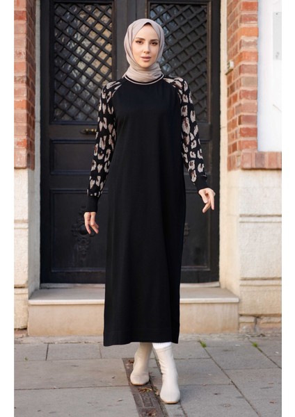 Kadın Merserize Figürlü Triko Elbise -PMK348