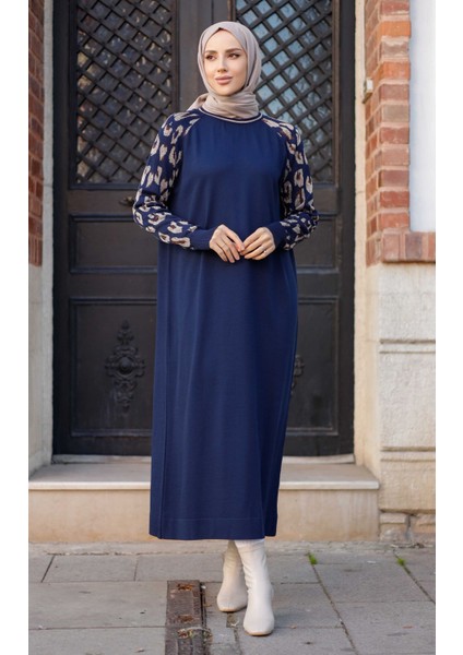 Kadın Merserize Figürlü Triko Elbise -PMK348 modelleri