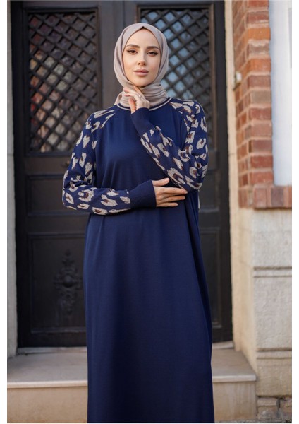 Kadın Merserize Figürlü Triko Elbise -PMK348 indirimleri